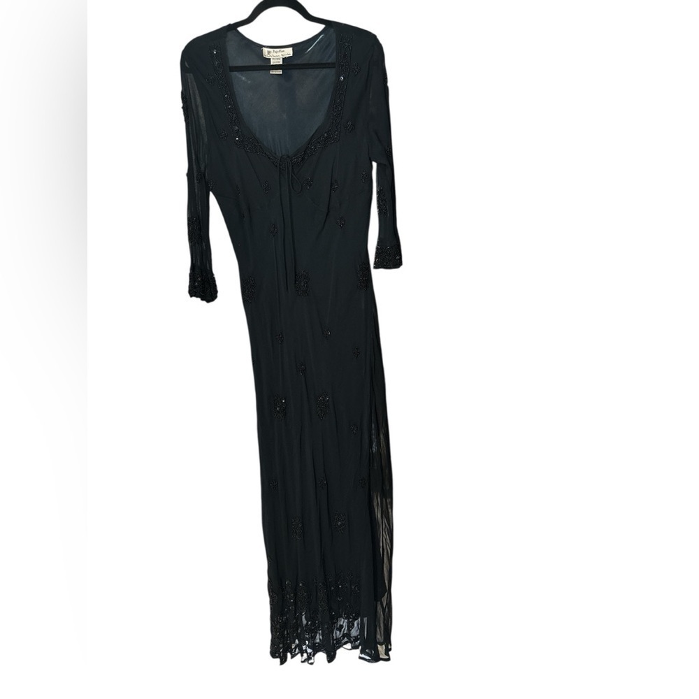 Vintage Papillon Elegant Black Long Sleeve Dress